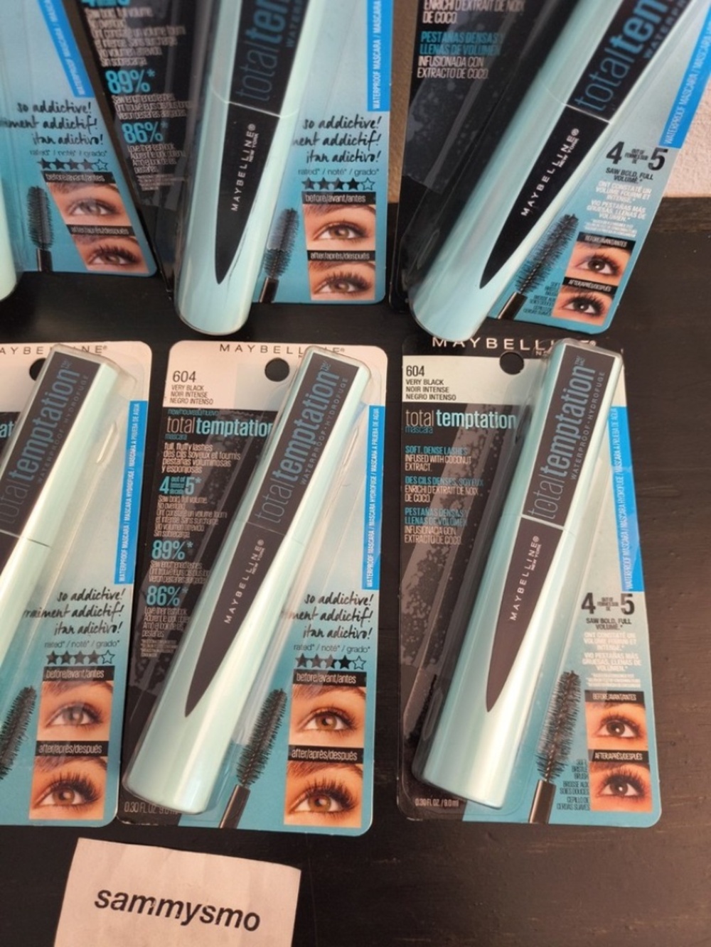 Maybelline Total Temptation Waterproof Mascara, 604 Very Black NEW x6 - Picture 2 of 4